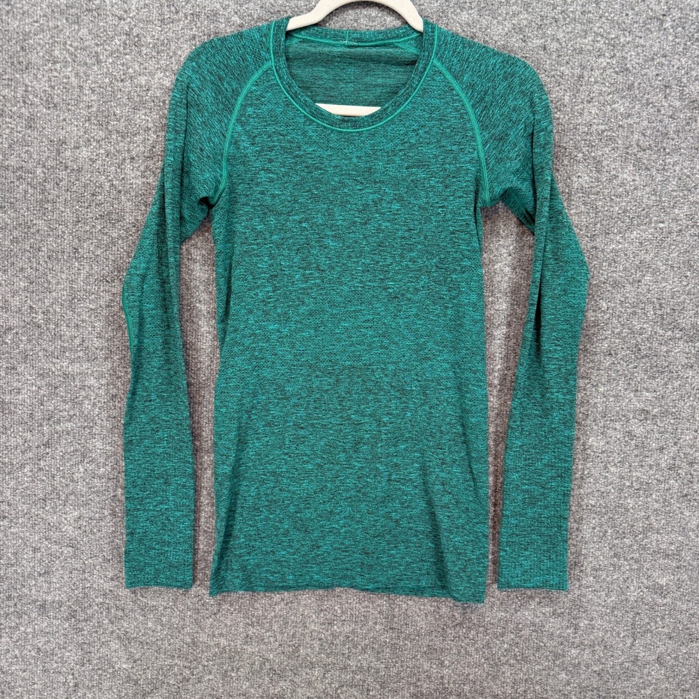 Lululemon Swiftly Tech Long Sleeve Shirt 2.0 Womens 6 Green Heathered Thumbholes